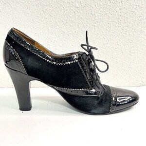 ENZO ANGIOLINI Lace-up Heels Womens 9.5 Black Velvet Goth Witchy Victorian Shoes